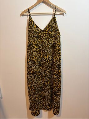 The Vintage Shop Black & Yellow Spotted Slip Midi Dress